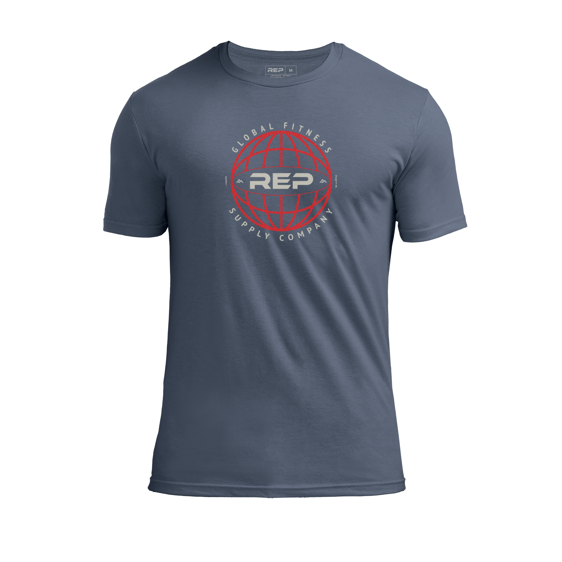 Worldwide Tri-Blend Crew T-Shirt - Heather Navy/Red / X-Small